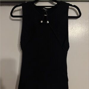 Lily White Black Ribbed Tank Top